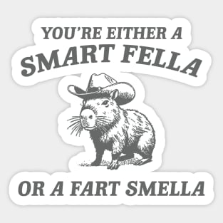 Are You A Smart Fella Or Fart Smella Vintage Style Shirt, Retro Cartoon T Shirt, Weird T Shirt, Meme T Shirt, Cabybara Sticker